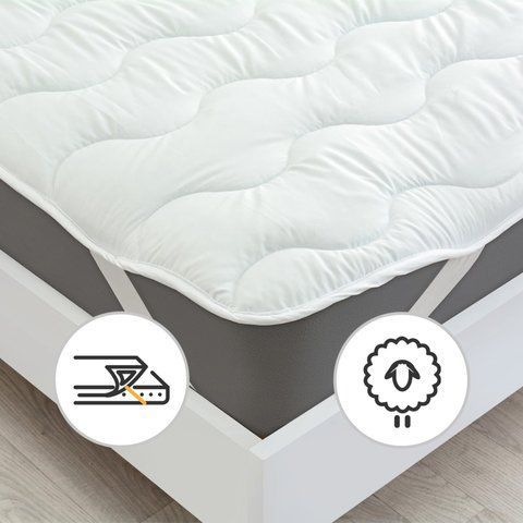 Наматрасник №1715&nbsp;Eco&nbsp;Light&nbsp;White&nbsp;(Wool) (обычный на резинке по углам)