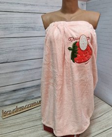 Рушник-халат для сауни жіночий в "Полуниця", персик