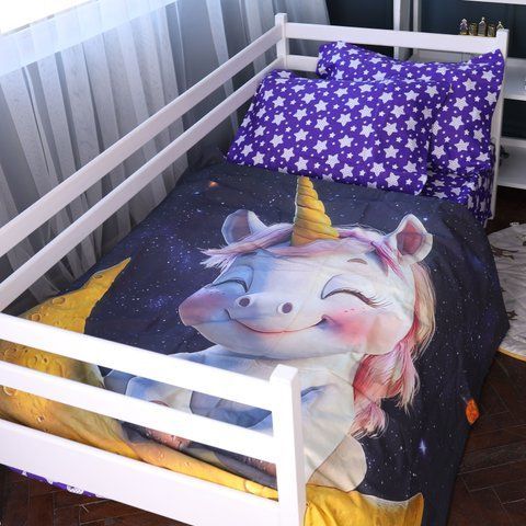 Комплект постільної білизни Ranforce Elite Kids Time 17-0716 "Unicorn on the Moon", полуторний