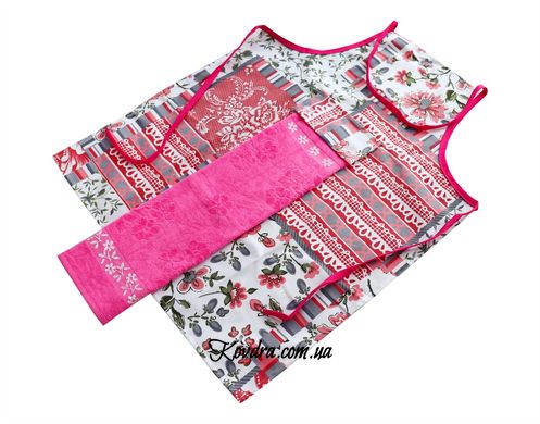 Набір для кухні FLOWERS Фартух + Рушник махровий 30х50 см, рожевий