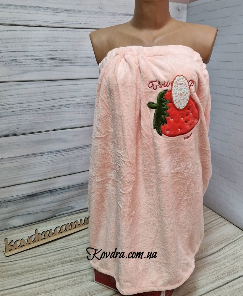 Рушник-халат для сауни жіночий в "Полуниця", персик