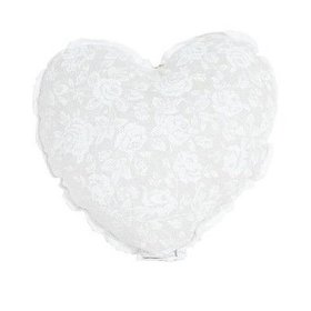 Подушка Серце "White Rose" з мереживом, 32x32 см
