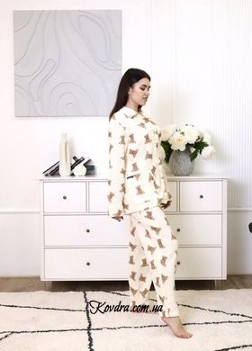 Пижама женская муслиновая айвори "Тедди" размер М 100% хлопок