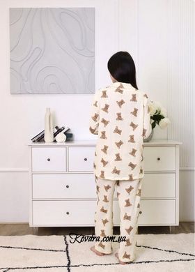 Пижама женская муслиновая айвори "Тедди" размер L 100% хлопок