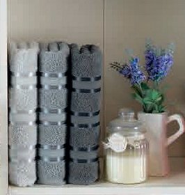 Набір рушників Gursan Cotton Stripe Mikro Delux Stripe-Grey 3шт, 50х90 см
