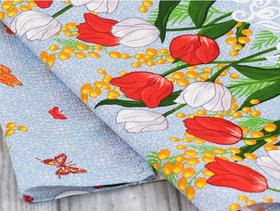 Кухонное вафельное полотенце "Весенние цветы 1", 35х70
