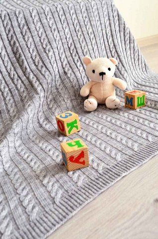 Дитячий плед SOFT "Коси" сірий, 90х130см