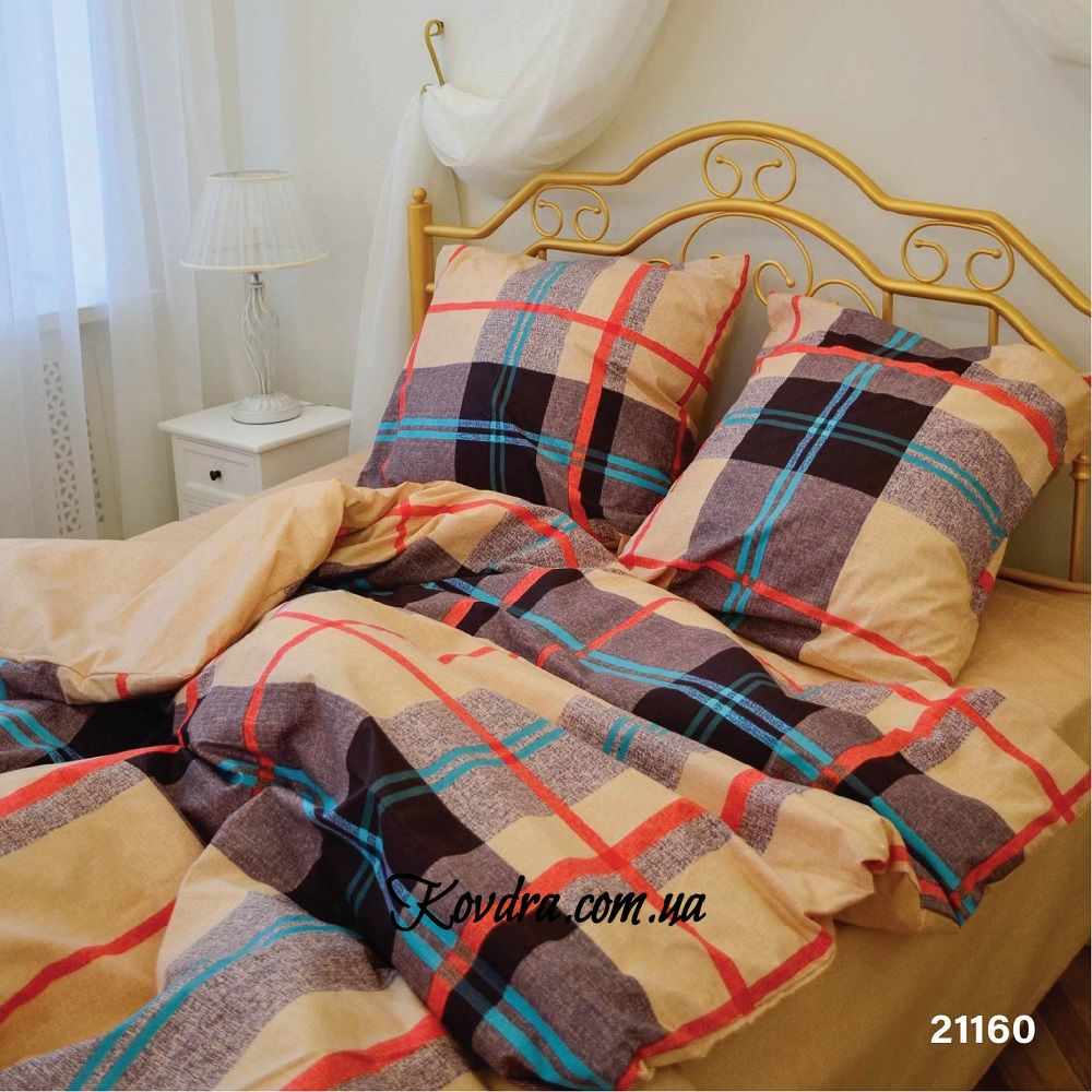 Комплект постельного белья ранфорс 21160, евро двуспальный евро