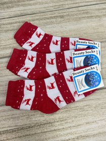 Махрові жіночі шкарпетки "Олені", червоні 36-40р.