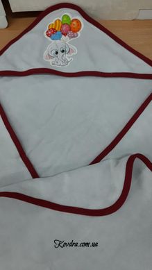 Детское велюровое полотенце для купания серое, 80х80 см