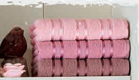 Набір рушників Gursan Cotton Stripe Mikro Delux Stripe-Pudra 3шт, 50х90 см