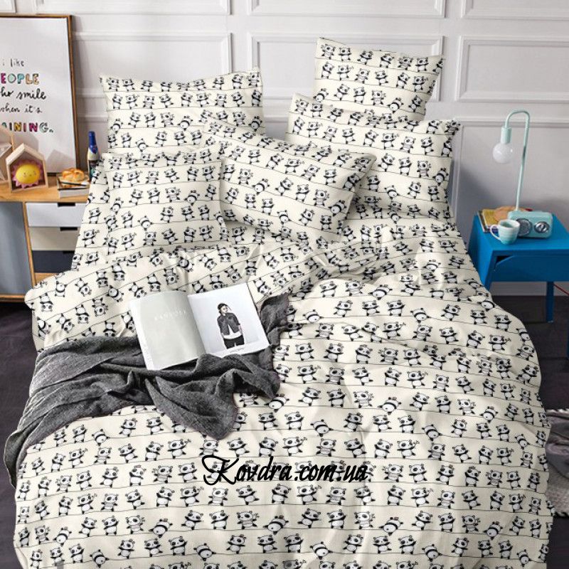 Комплект постельного белья "Панда акробат", двойной двоспальный на резинке