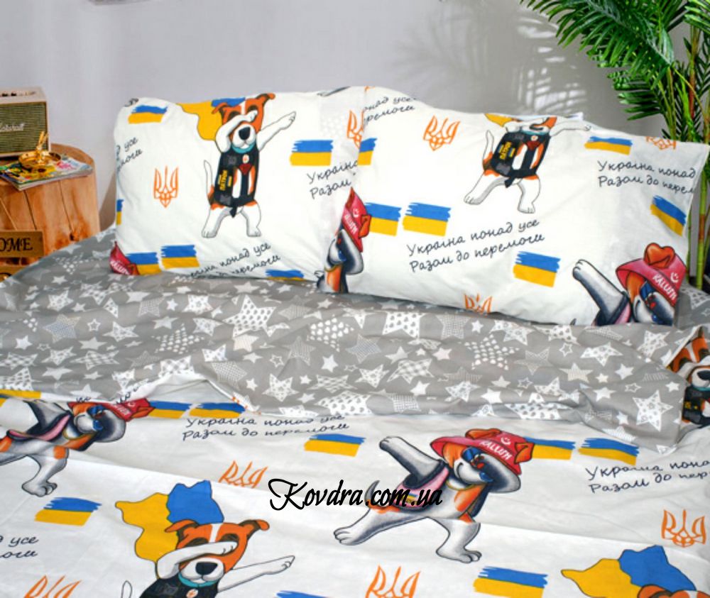Комплект постельного белья "Патрон звездный" с тканью-компаньоном, евро двухспальный