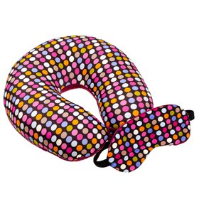Подушка-рогалик дорожня та пов'язка для очей "Конфетті", 30x30см