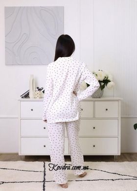 Пижама женская муслиновая молочная "Сердца" размер L 100% хлопок