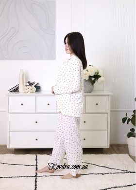 Пижама женская муслиновая молочная "Сердца" размер М 100% хлопок