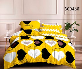 Комплект постільної білизни "Сердечки жовті" з тканиною-компаньйоном, двоспальний 300468