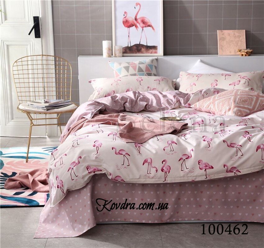 Комплект постельного белья "Фламинго семья", евро двуспальный евро