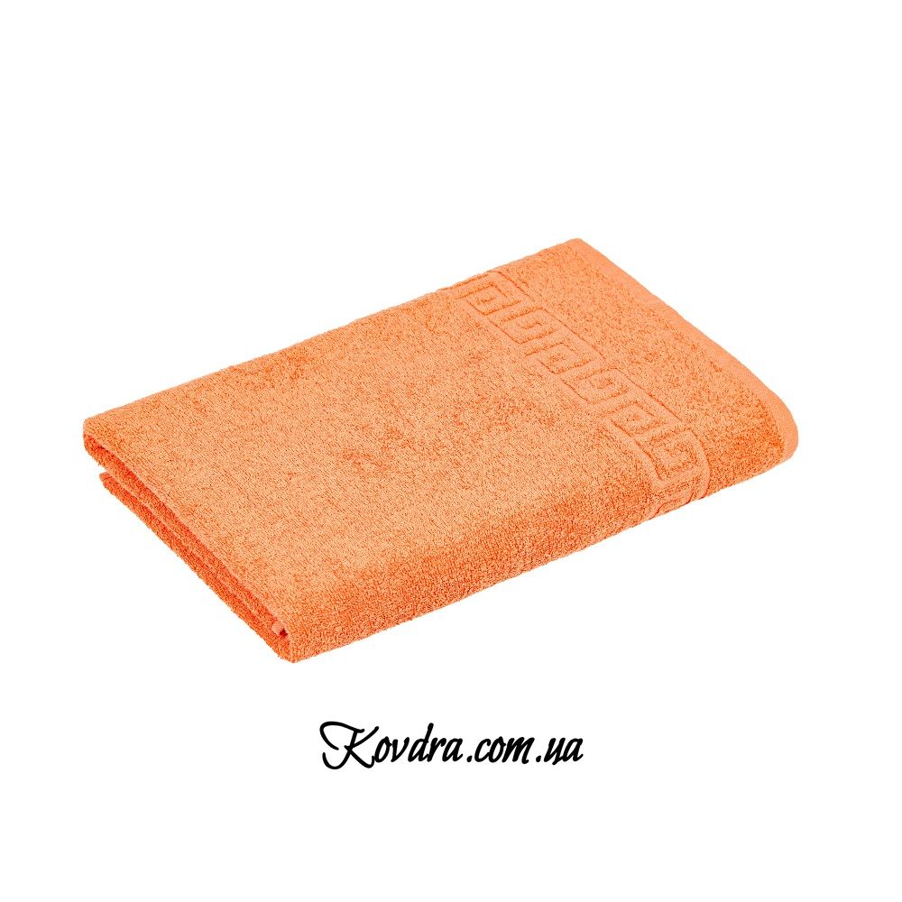 Полотенце махровое с бордюром, оранжевое 100х150см 100х150