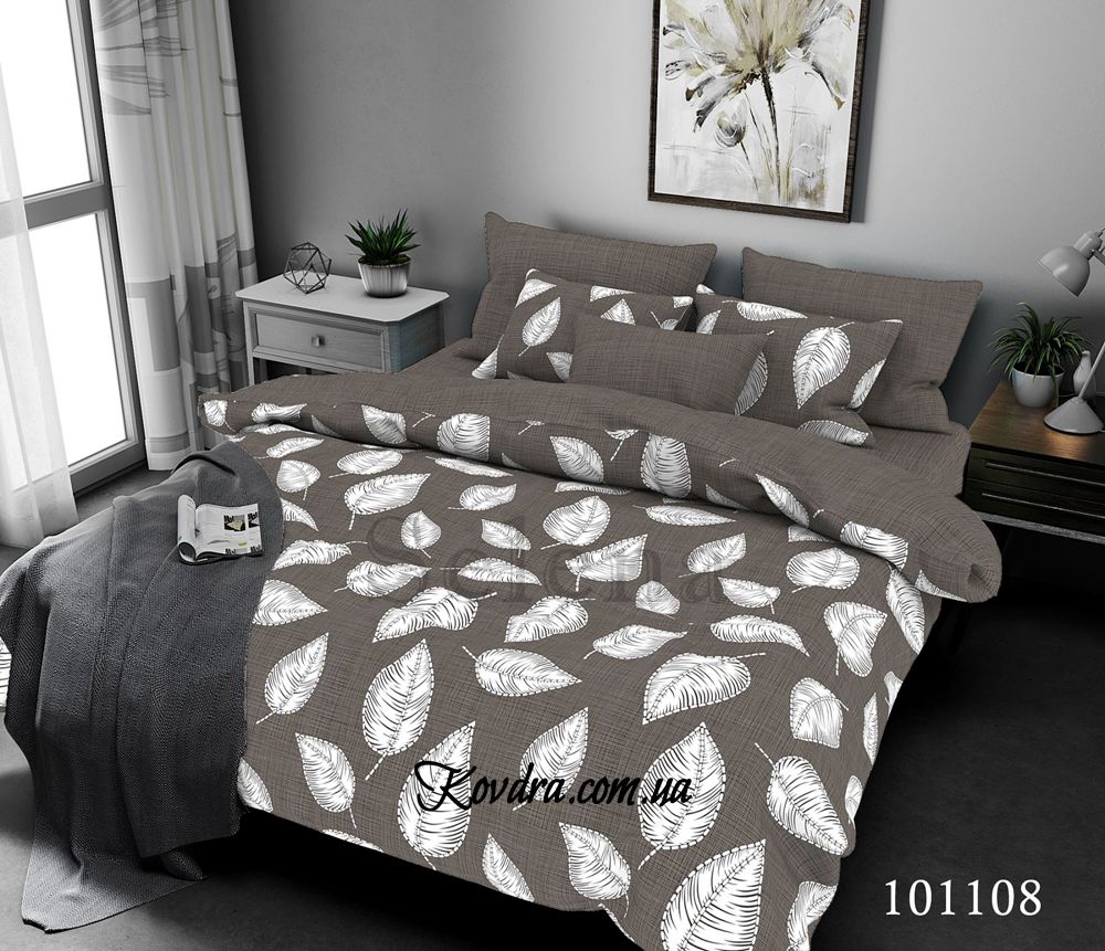 Комплект постельного белья бязь "Шоколадные листочки" с тканью-компаньоном, двойной двуспальный