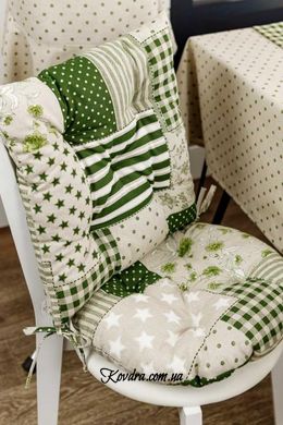 Подушка на стул Печворк зеленый "Хозяйка", D-40см