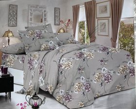 Комплект постельного белья "Цветы" фланель, двуспальный евро