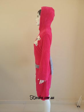 Халат жіночий довгий на блискавці з капюшоном Welsoft малиновий, розмір S