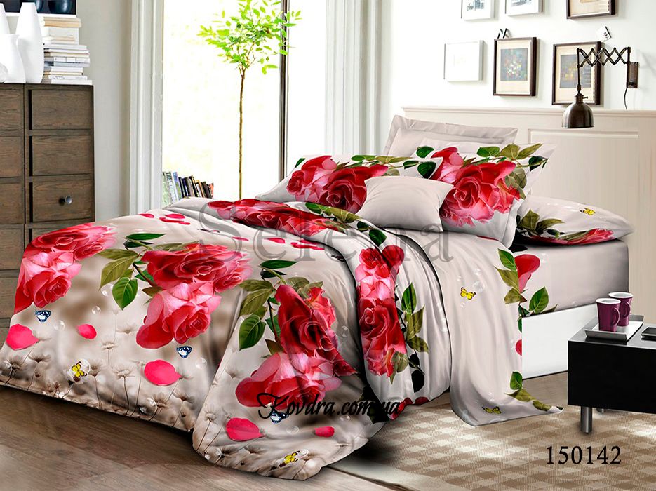 Комплект постельного белья "Роза красная" без ткани-компаньона, двойной двуспальный