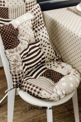 Подушка на стул Печворк коричневый "Хозяйка", D-40см