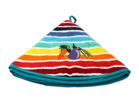 Полотенце махр с вышивкой Баклажан разноцветній/полоски, d 60 см