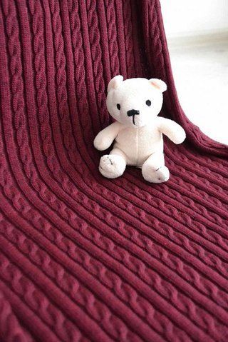Плед SOFT "Косы" бордо , 140х180см 140х180