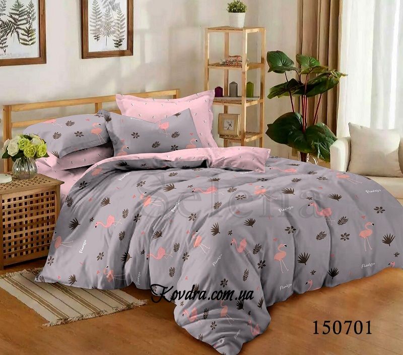 Комплект постельного белья "Малый Фламинго" с тканью-компаньоном семейный