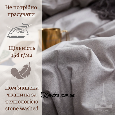Комплект постільної білизни варена бавовна "Варена бавовна сірий", євро двоспальний lv62021