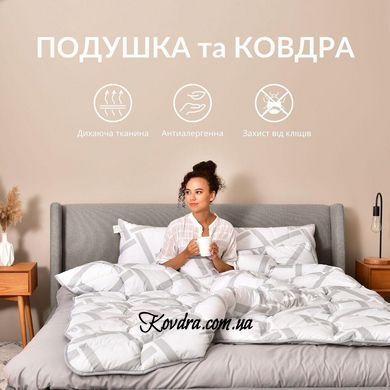 Набір спальний ковдра 200х220 см та 2 шт подушка 50х70 см Elegantly IDEIA аналог лебединого пуху, штучний пух id8-35565