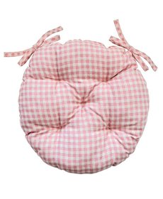 Подушка на стульчик "Bella" розовая клеточка, D 40см