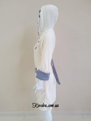 Халат жіночий довгий на блискавці з капюшоном Welsoft кремовий, розмір S