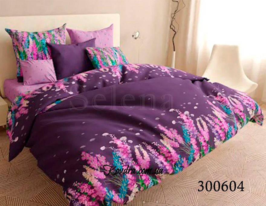 Комплект постельного белья "Фиолетовый вечер" с тканью-компаньоном, евро двуспальный евро