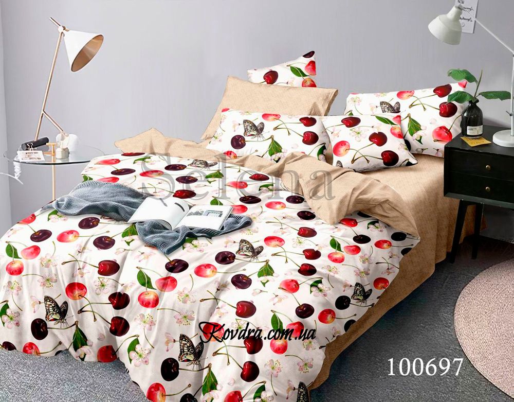 Комплект постельного белья "Вишенка" с тканью-компаньоном, двойной двуспальный