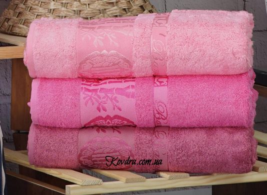 Набір бамбукових рушників "Aynali Agac Bamboo Desen" рожеві, 50х90 см (3 шт)