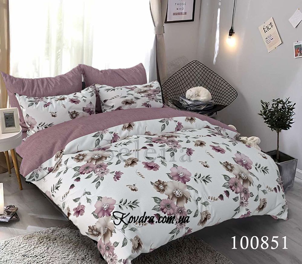 Комплект постельного белья "Цветочный этюд", с тканью-компаньоном, полуторный полуторный