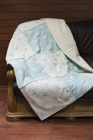 Плед мікроплюш Star Patchwork throw mint ментоловий, 130х170см 130х170