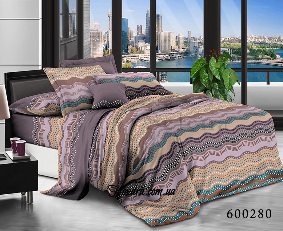 Комплект постельного белья "Разноцветные полоски", без ткани компаньона, полуторный полуторный