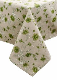 Скатерть Цветы зеленый "Хозяйка", 120х136 см