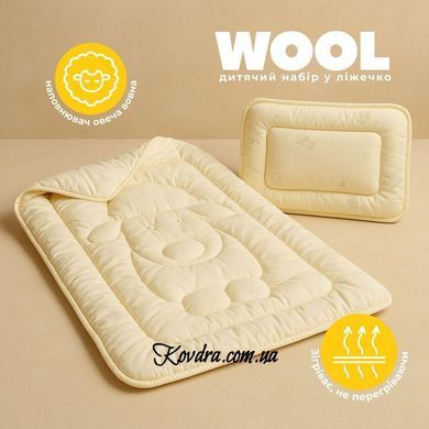 Набір дитячий Wool ковдра вовняна 100х135 см та подушка 40х60 см PAPAELLA для дітей id8-35761