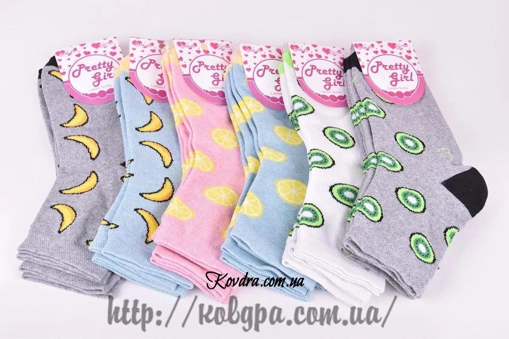 Жіночі бавовняні шкарпетки "Фрукти" в асортименті, 36-40р. 061021-5_of