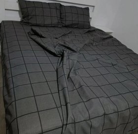 Комплект постельного белья "Большая клетка черная", евро двуспальный