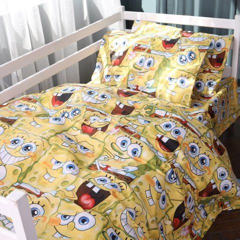 Комплект постільної білизни Бязь 17-0804 Funny Sponge Bob, євро