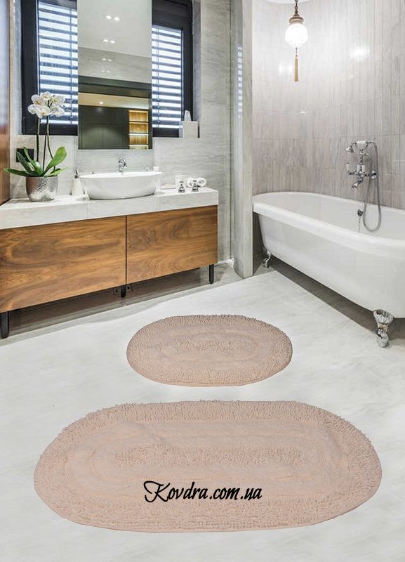 Набір килимків для ванної кімнати - Shine Cream, 50х60см + 60х100см cb11007254