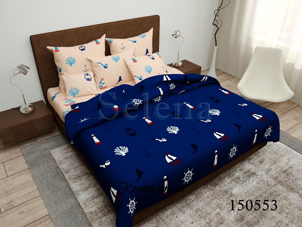 Комплект постельного белья "Морской" с тканью-компаньоном, семейный семейный