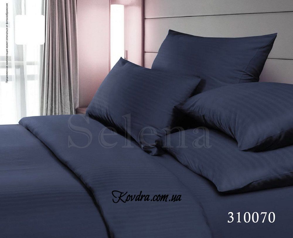 Комплект постельного белья Satin Stripe синий двуспальный